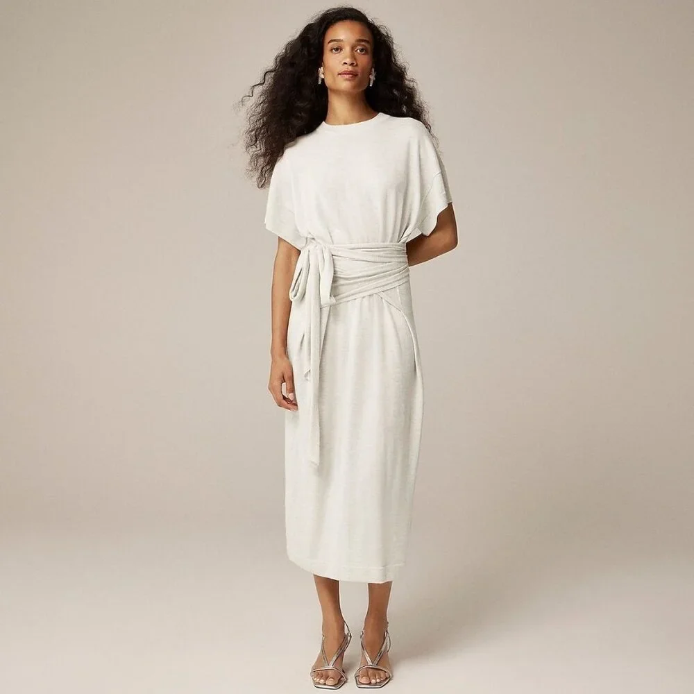 NWT J.Crew Spring Street Featherweight Cashmere Wrap Dress in Heather Nickel XXS